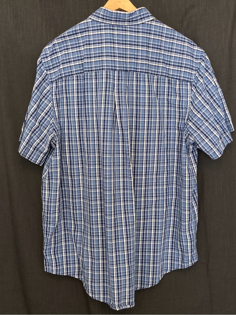 100% Cotton Blue Plaid Short-Sleeve Button-Up Shirt - Picture 2 of 9